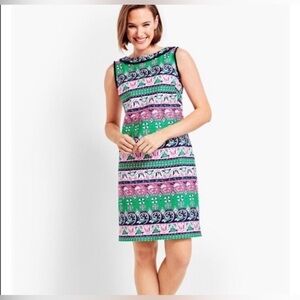 Talbots Sleeveless Shift Dress Size 8 Green Pink